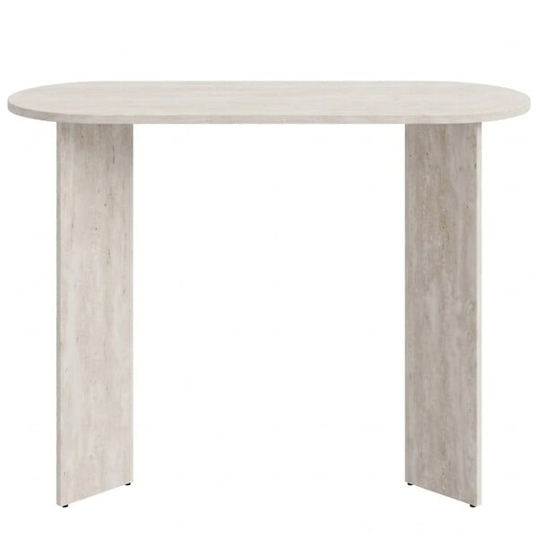 ID MARKET - Console ovale MARTHE bois effet travertin - large