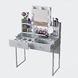 HABITAT ET JARDIN - Coiffeuse en bois " BJ145 " - 90 x 136,8 x 40 cm - Blanc - vignette