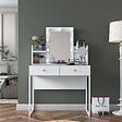 HABITAT ET JARDIN - Coiffeuse en bois " BJ145 " - 90 x 136,8 x 40 cm - Blanc - vignette