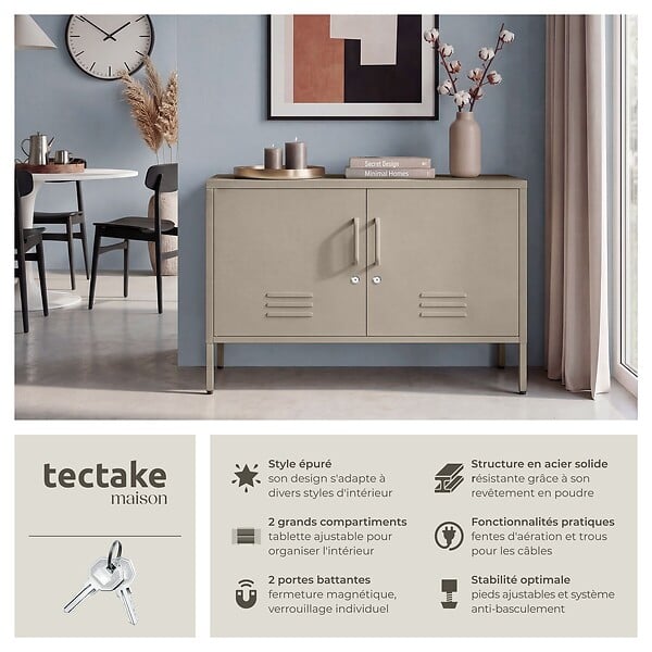 TECTAKE - Buffet taupe - large