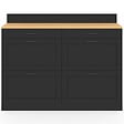 ID MARKET - Buffet bas double casserolier de cuisine 120 cm VITO plan de travail H. 83 cm 6 tiroirs bois et noir - vignette