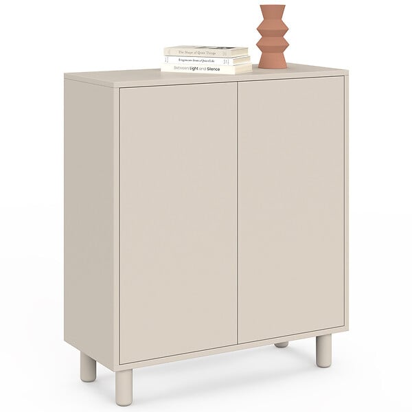 ID MARKET - Buffet d'appoint 2 portes bois 70 cm BERTILLE coloris beige - large