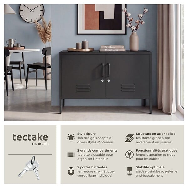 TECTAKE - Buffet noir - large