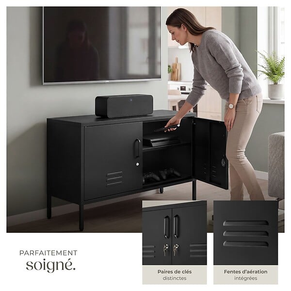 TECTAKE - Buffet noir - large