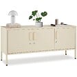 TECTAKE - Buffet métallique élégant design minimaliste crème 120x37 5x55 5 cm 2 compartiments 3 portes verrouillables clés - vignette