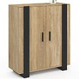 ID MARKET - Buffet d'appoint 2 portes 70 cm PHOENIX bois et noir - vignette