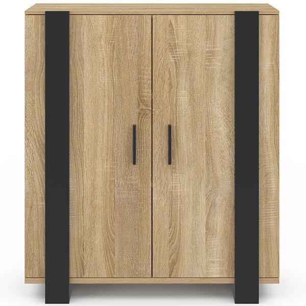 ID MARKET - Buffet d'appoint 2 portes 70 cm PHOENIX bois et noir - large