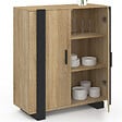 ID MARKET - Buffet d'appoint 2 portes 70 cm PHOENIX bois et noir - vignette