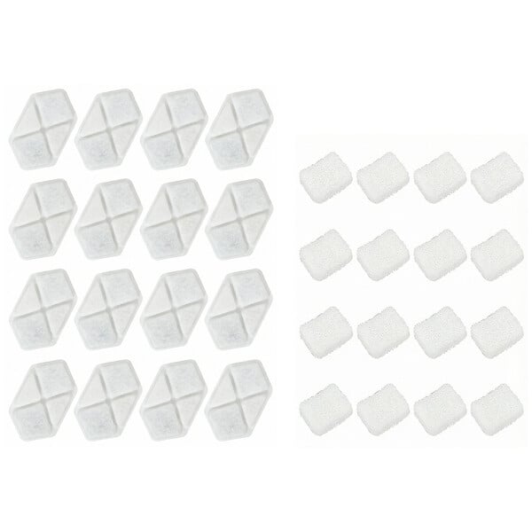 PAWHUT - Filtre fontaine eau chat 16 pcs triple système de filtration blanc - large