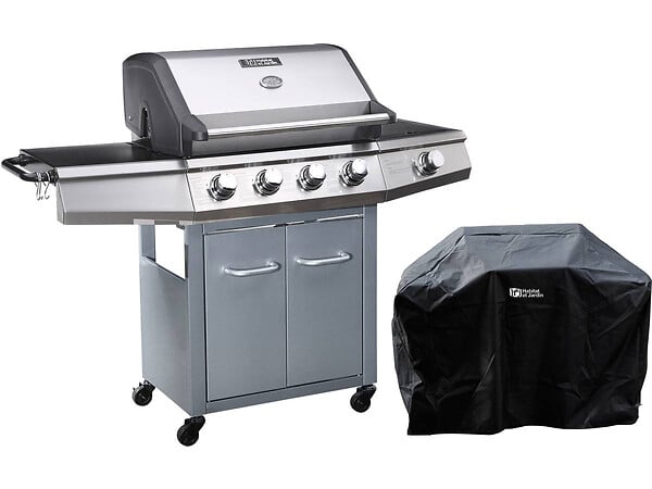 HABITAT ET JARDIN - Barbecue gaz "Bingo 5" - 5 Brûleurs dont 1 latéral - 15.2kW + Housse protection - Noir - large