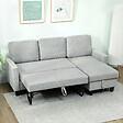 HOMCOM - Canapé d'angle convertible réversible 3 places coffre de rangement intégré tissu toucher lin gris clair - vignette