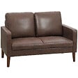 HOMCOM - Canapé 2 places esprit vintage bois hévéa foncé effet vieilli chocolat - vignette