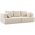 HOMCOM - Canapé 3 places en chenille 248 cm, canapé salon moderne, large assise rembourrée, coussins à ressorts, larges accoudoirs, 2 coussins, base antidérapante, pour salon, chambre, beige - vignette