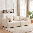 HOMCOM - Canapé 3 places en chenille 248 cm, canapé salon moderne, large assise rembourrée, coussins à ressorts, larges accoudoirs, 2 coussins, base antidérapante, pour salon, chambre, beige - vignette