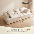 HOMCOM - Canapé 3 places en chenille 248 cm, canapé salon moderne, large assise rembourrée, coussins à ressorts, larges accoudoirs, 2 coussins, base antidérapante, pour salon, chambre, beige - vignette