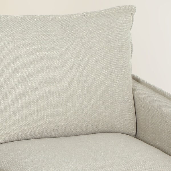 HOMCOM - Canapé droit 3 places avec pouf coffre de rangement tissu toucher lin blanc cassé - large