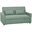 HOMCOM - Canapé convertible 2 places dossier inclinable 3 positions pans latéraux effet capitonné 2 coussins tissu vert sauge - vignette