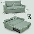 HOMCOM - Canapé convertible 2 places dossier inclinable 3 positions pans latéraux effet capitonné 2 coussins tissu vert sauge - vignette
