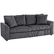HOMCOM - Canapé 3 places velours côtelé avec 2 coussins - canapé droit fixe 3 places anthracite - vignette