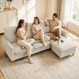 HOMCOM - Canapé 3 places avec pouf de rangement tissu toucher lin beige - vignette
