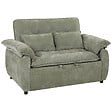 HOMCOM - Canapé convertible 2 places dossier inclinable 5 niv. tissu velours kaki clair - vignette