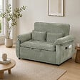 HOMCOM - Canapé convertible 2 places dossier inclinable 5 niv. tissu velours kaki clair - vignette