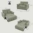 HOMCOM - Canapé convertible 2 places dossier inclinable 5 niv. tissu velours kaki clair - vignette