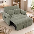 HOMCOM - Canapé convertible 2 places dossier inclinable 5 niv. tissu velours kaki clair - vignette