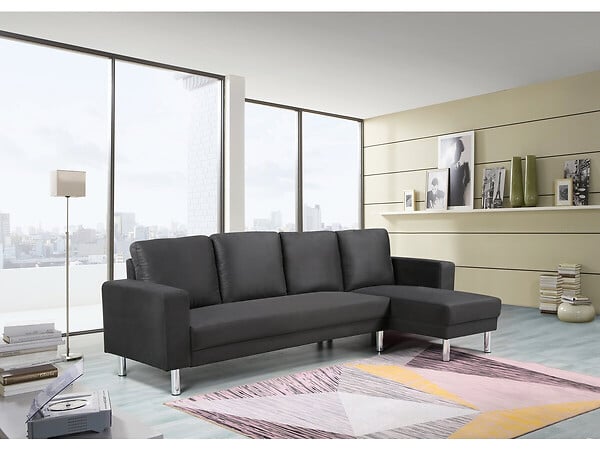HABITAT ET JARDIN - Canapé d'angle tissu réversible "Rio" - 4 places - Gris anthracite - large