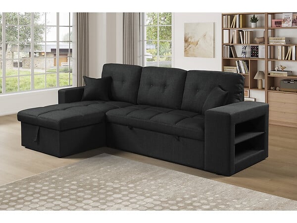HABITAT ET JARDIN - Canapé d'angle convertible/réversible tissu style bubble "Axel" - 3 places - Gris - large