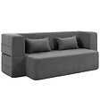 HOMCOM - Canapé convertible 2 places - HOMCOM - assise et accoudoirs larges 2 coussins entièrement compressé - chenille - 203x95x75cm - gris - vignette