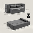 HOMCOM - Canapé convertible 2 places - HOMCOM - assise et accoudoirs larges 2 coussins entièrement compressé - chenille - 203x95x75cm - gris - vignette