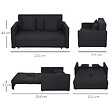 HOMCOM - Canapé convertible 2 places canapé-lit clic clac 2 coussins inclus coffre de rangement intégré tissu anthracite - vignette