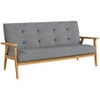 HOMCOM - Canapé 3 places style scandinave bois tissu gris - vignette