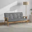HOMCOM - Canapé 3 places style scandinave bois tissu gris - vignette
