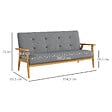 HOMCOM - Canapé 3 places style scandinave bois tissu gris - vignette
