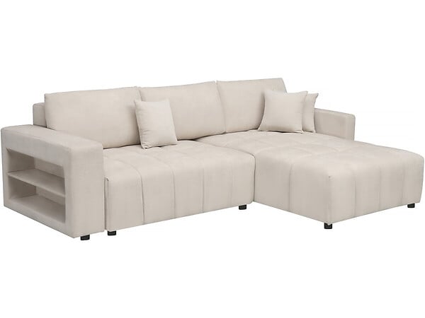 HABITAT ET JARDIN - Canapé d'angle convertible tissu chenille 3 places - "Trocadero" - Beige - large