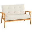 HOMCOM - Canapé 2 places style scandinave dim. 115l x 66,5P x 73H cm bois tissu beige - vignette