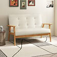 HOMCOM - Canapé 2 places style scandinave dim. 115l x 66,5P x 73H cm bois tissu beige - vignette