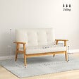 HOMCOM - Canapé 2 places style scandinave dim. 115l x 66,5P x 73H cm bois tissu beige - vignette