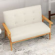 HOMCOM - Canapé 2 places style scandinave dim. 115l x 66,5P x 73H cm bois tissu beige - vignette