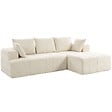 HOMCOM - Canapé d'angle 3 places 3+2 coussins tissu chenille beige - vignette