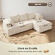 HOMCOM - Canapé d'angle 3 places 3+2 coussins tissu chenille beige - vignette