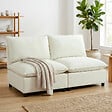 HOMCOM - Canapé 2 places modulable 146 cm grand confort tissu crème - vignette
