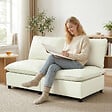 HOMCOM - Canapé 2 places modulable 146 cm grand confort tissu crème - vignette