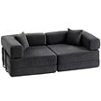 HOMCOM - Canapé convertible 2 places tissu chenille anthracite - vignette