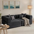 HOMCOM - Canapé convertible 2 places tissu chenille anthracite - vignette
