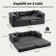 HOMCOM - Canapé convertible 2 places tissu chenille anthracite - vignette