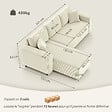 HOMCOM - Canapé d'angle réversible 3 places velours côtelé avec 2 coussins crème - vignette