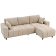 HOMCOM - Canapé d'angle réversible 3 places design look matelassé 2 coussins déco tissu toucher lin beige - vignette